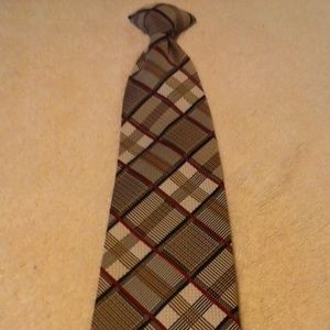 Men's Velducci Black/White/Burgundy Clip On Tie